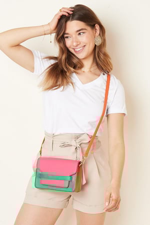 Farbblockierung der Tasche aus PU-Leder Rosa Polyurethan h5 Bild4